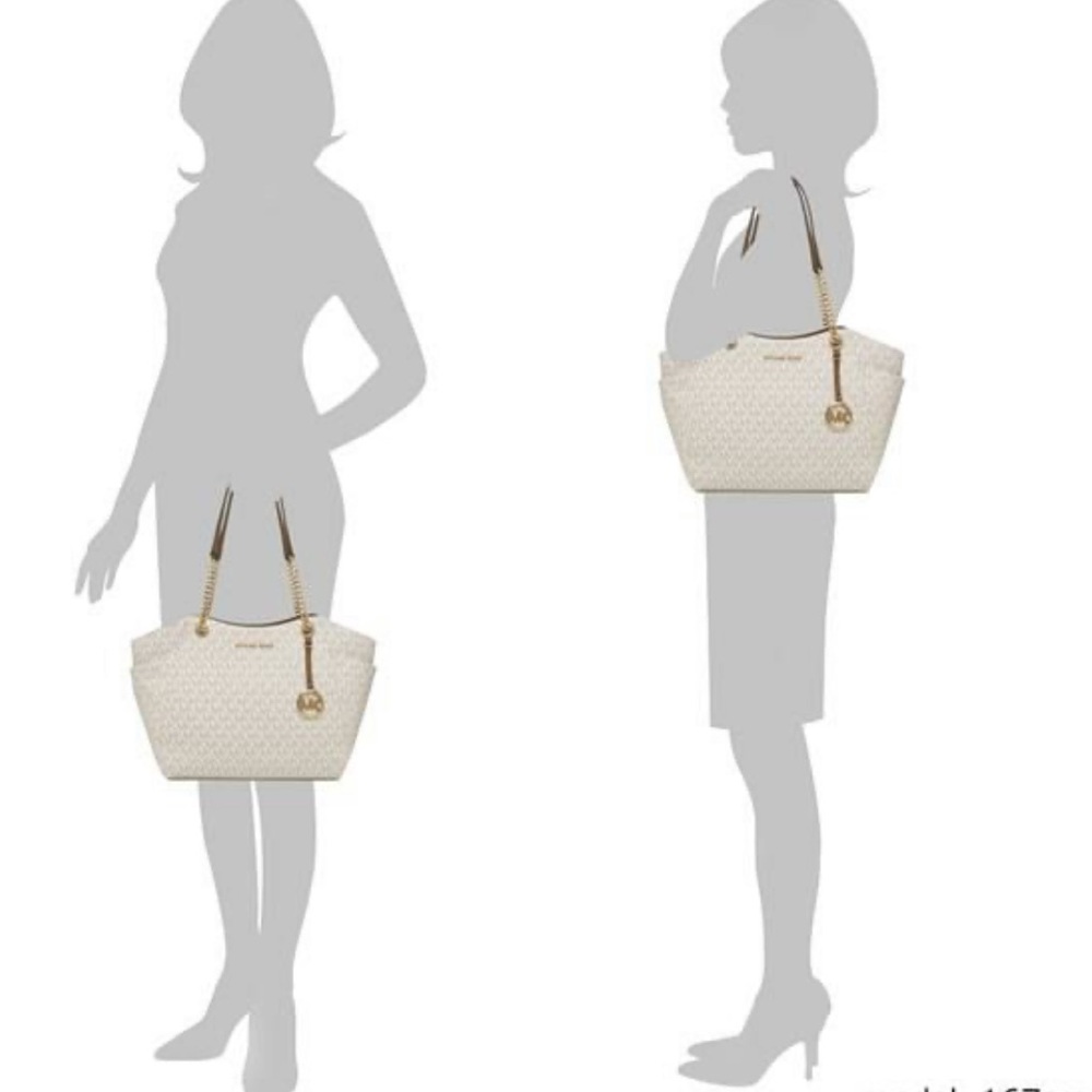 MICHAEL KORS LG CHAIN SHOULDER TOTE VANILLA - Picture 11 of 16